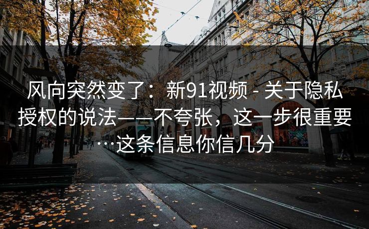 风向突然变了：新91视频 - 关于隐私授权的说法——不夸张，这一步很重要…这条信息你信几分